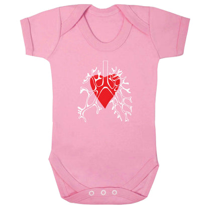Lungs and heart illustration baby bodysuit pale pink 18-24 months