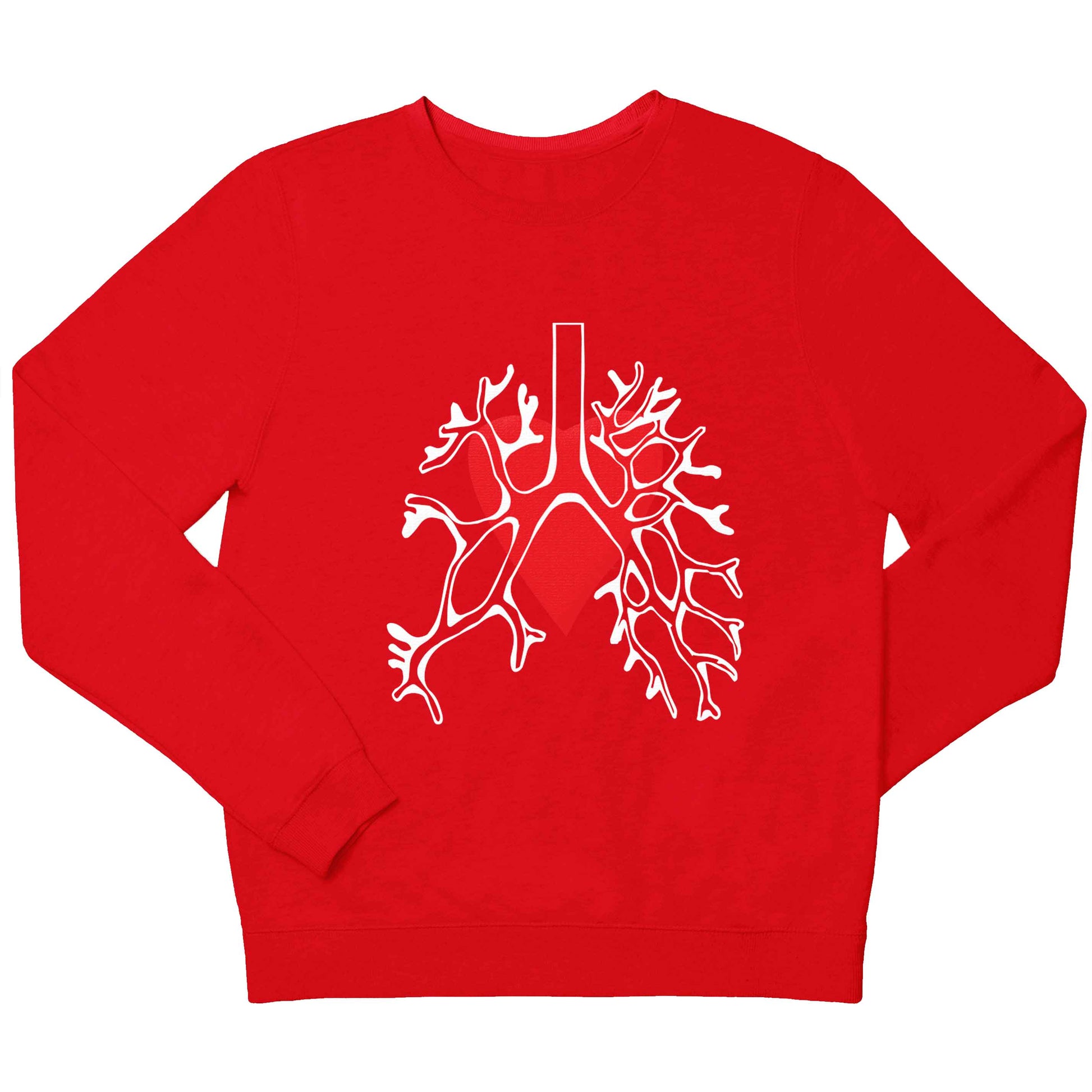 Lungs and heart illustration children's grey sweater 12-13 Years