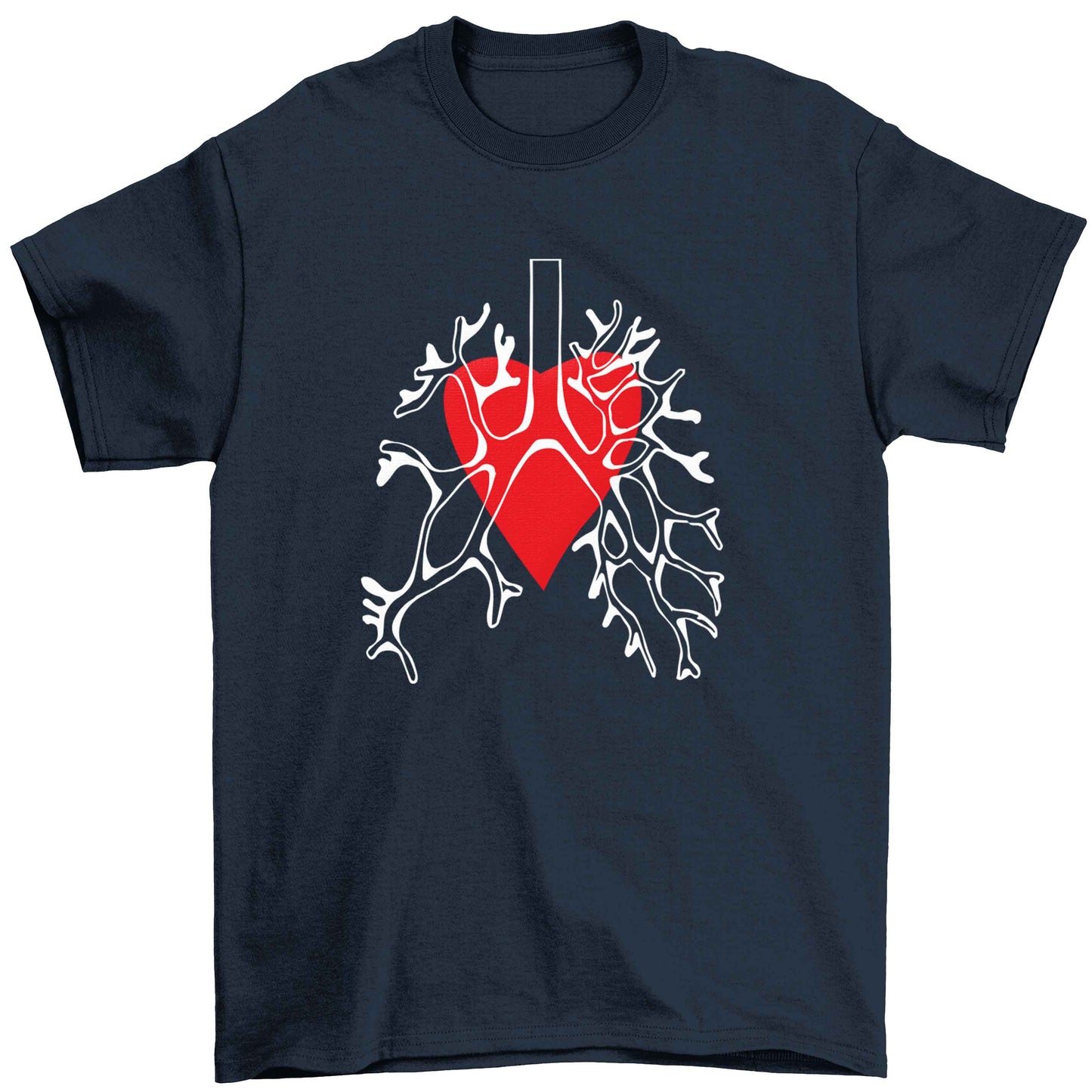 Lungs and heart illustration Children's navy Tshirt 12-13 Years