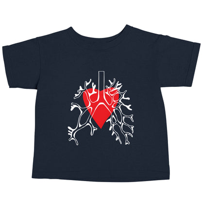 Lungs and heart illustration navy baby toddler Tshirt 2 Years