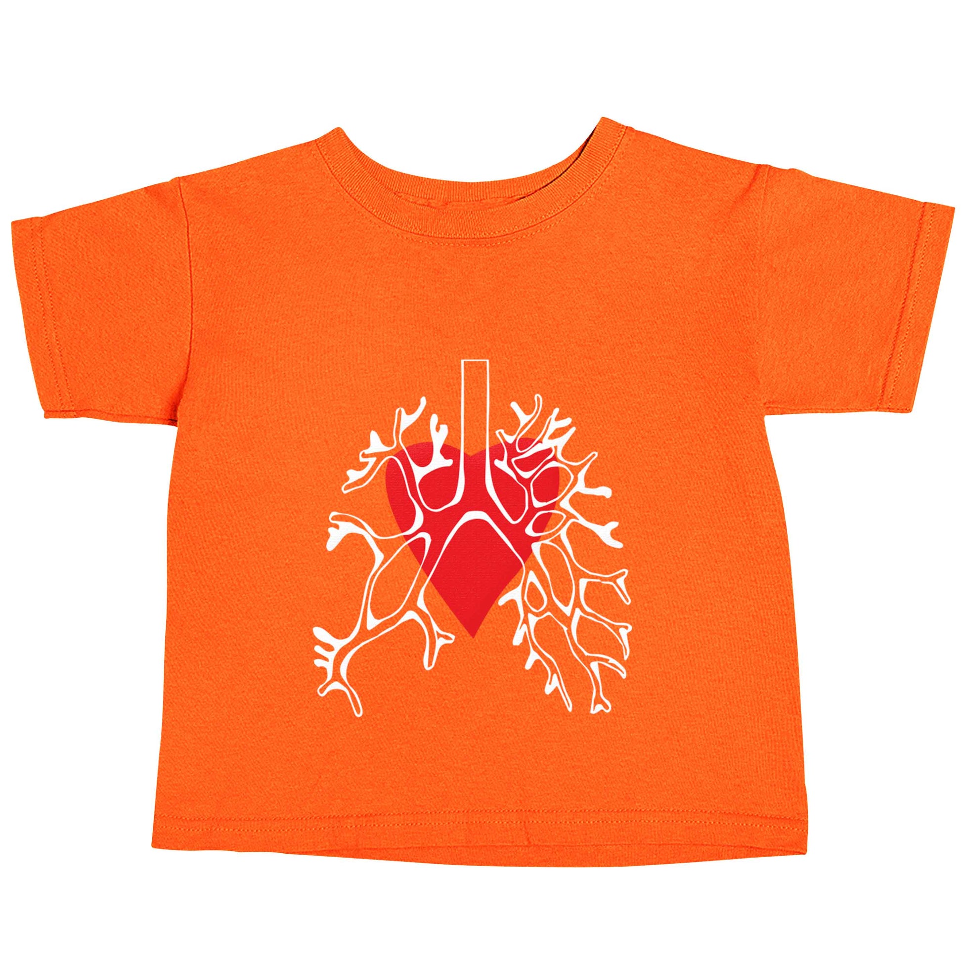 Lungs and heart illustration orange baby toddler Tshirt 2 Years