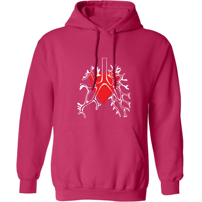 Lungs and heart illustration adults unisex pink hoodie 2XL