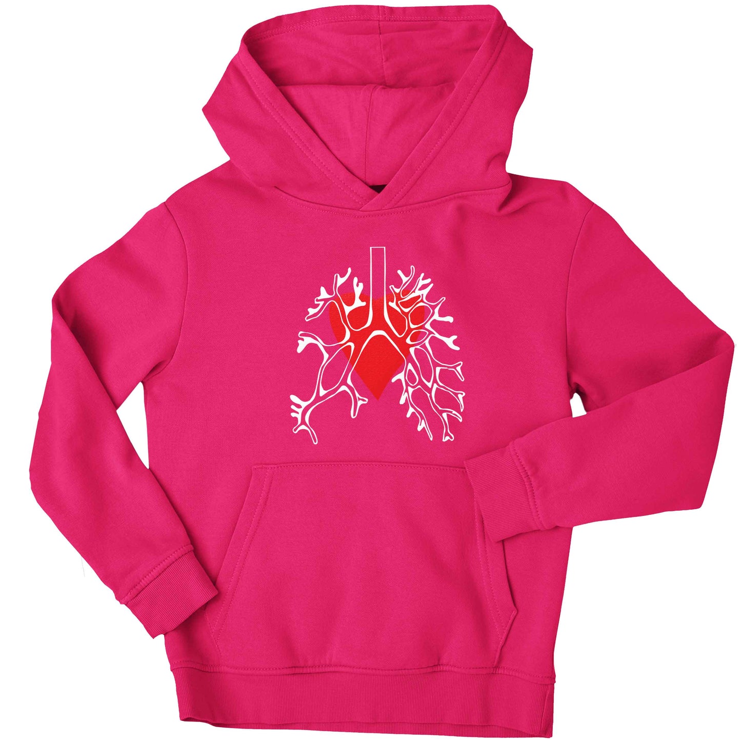 Lungs and heart illustration children's pink hoodie 12-13 Years
