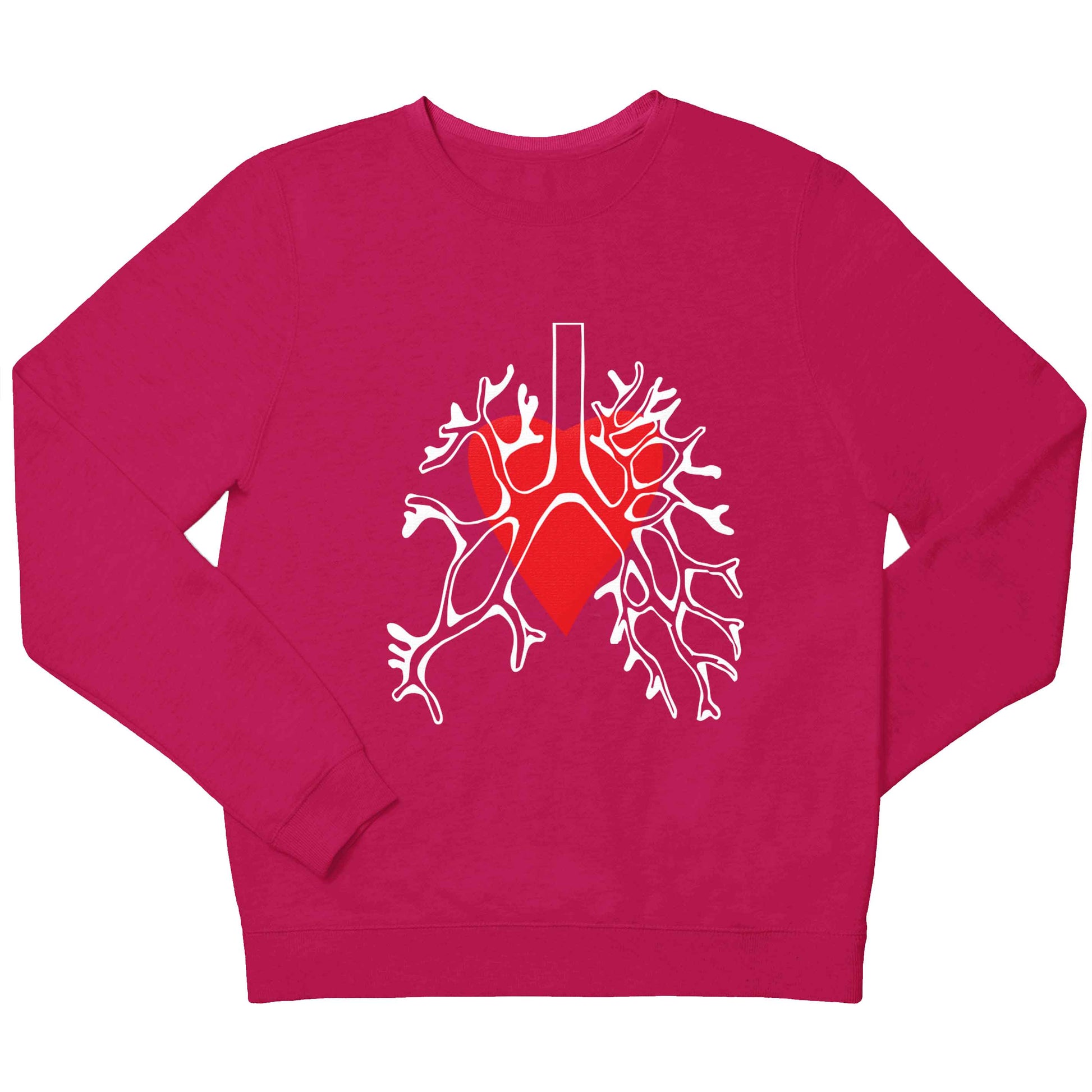 Lungs and heart illustration children's pink sweater 12-13 Years