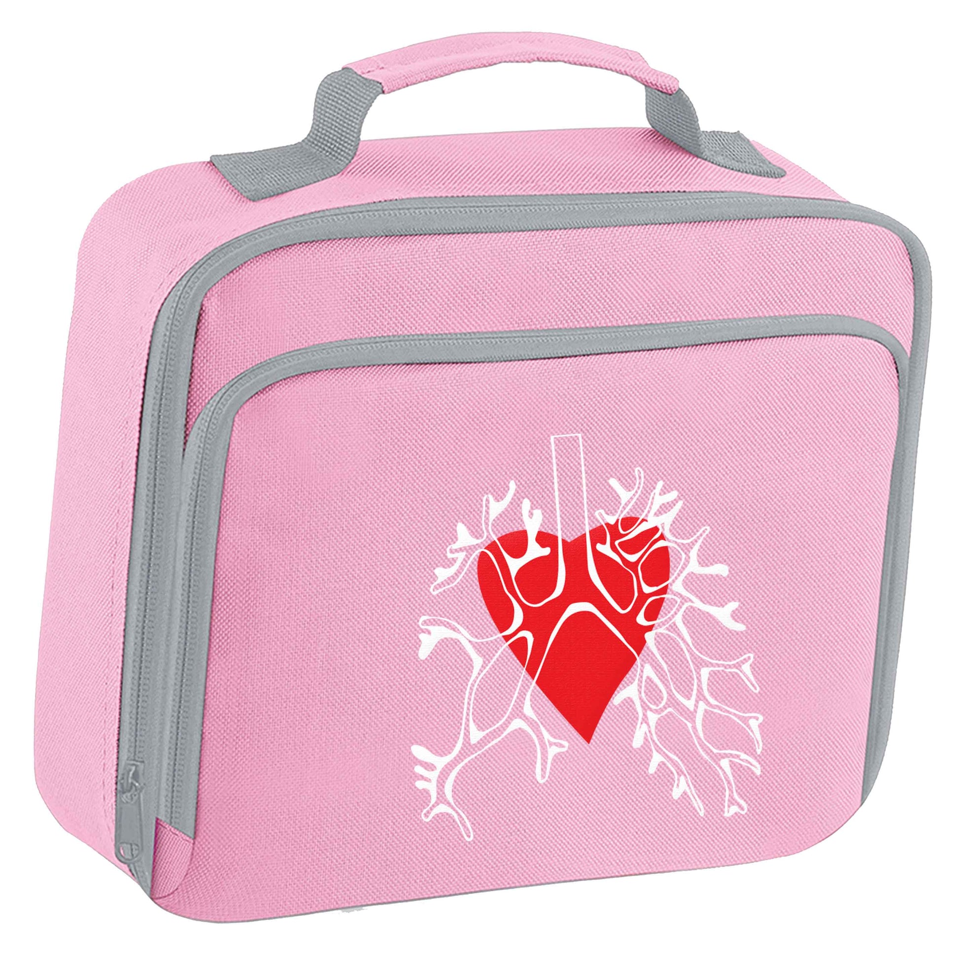 Lungs and heart illustration insulated pink lunch bag cooler
