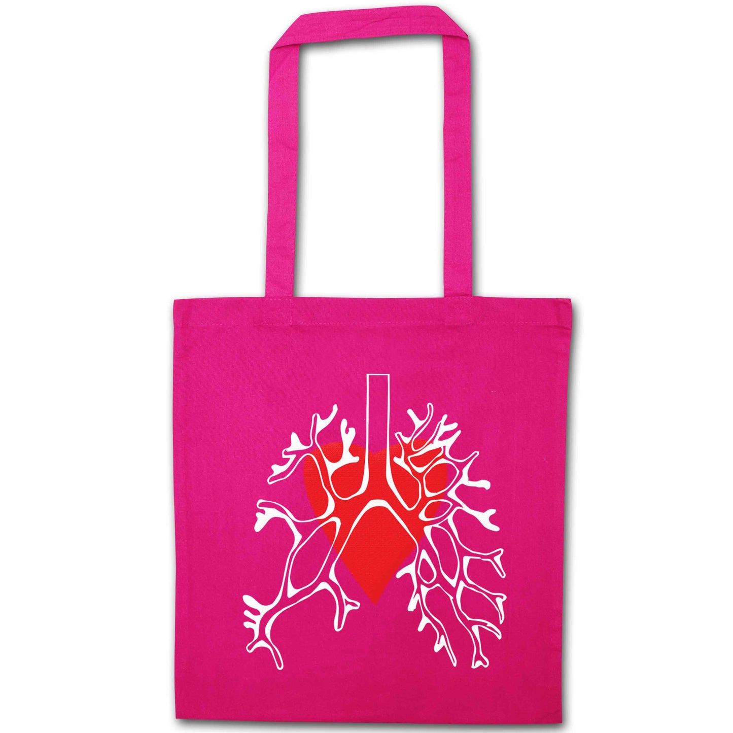 Lungs and heart illustration pink tote bag