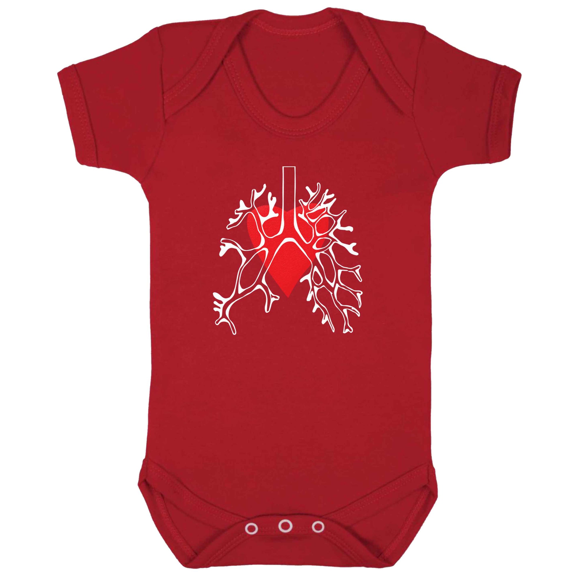 Lungs and heart illustration baby bodysuit red 18-24 months