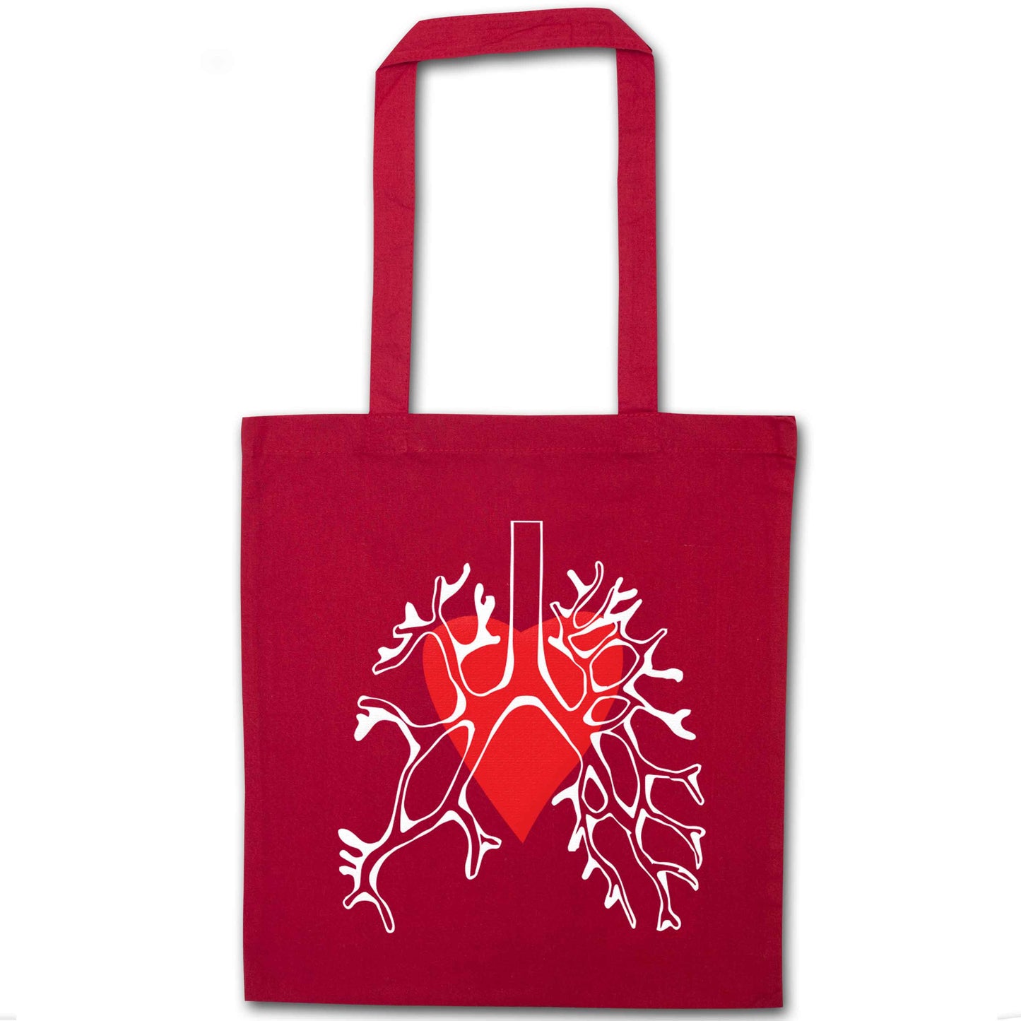 Lungs and heart illustration red tote bag