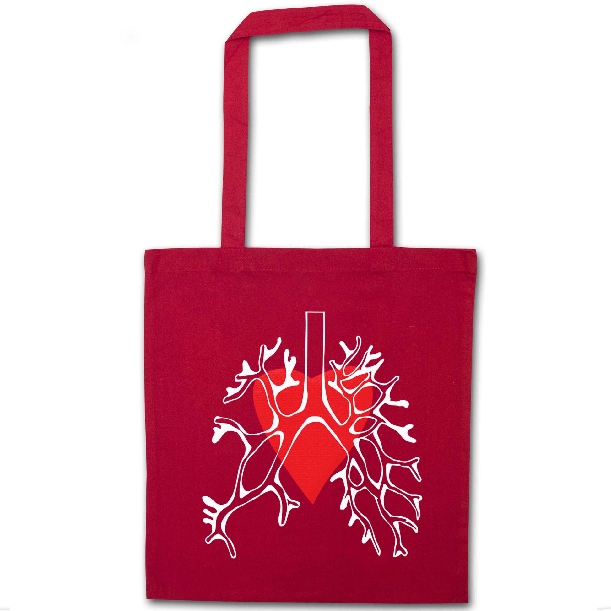 Lungs and heart illustration red tote bag