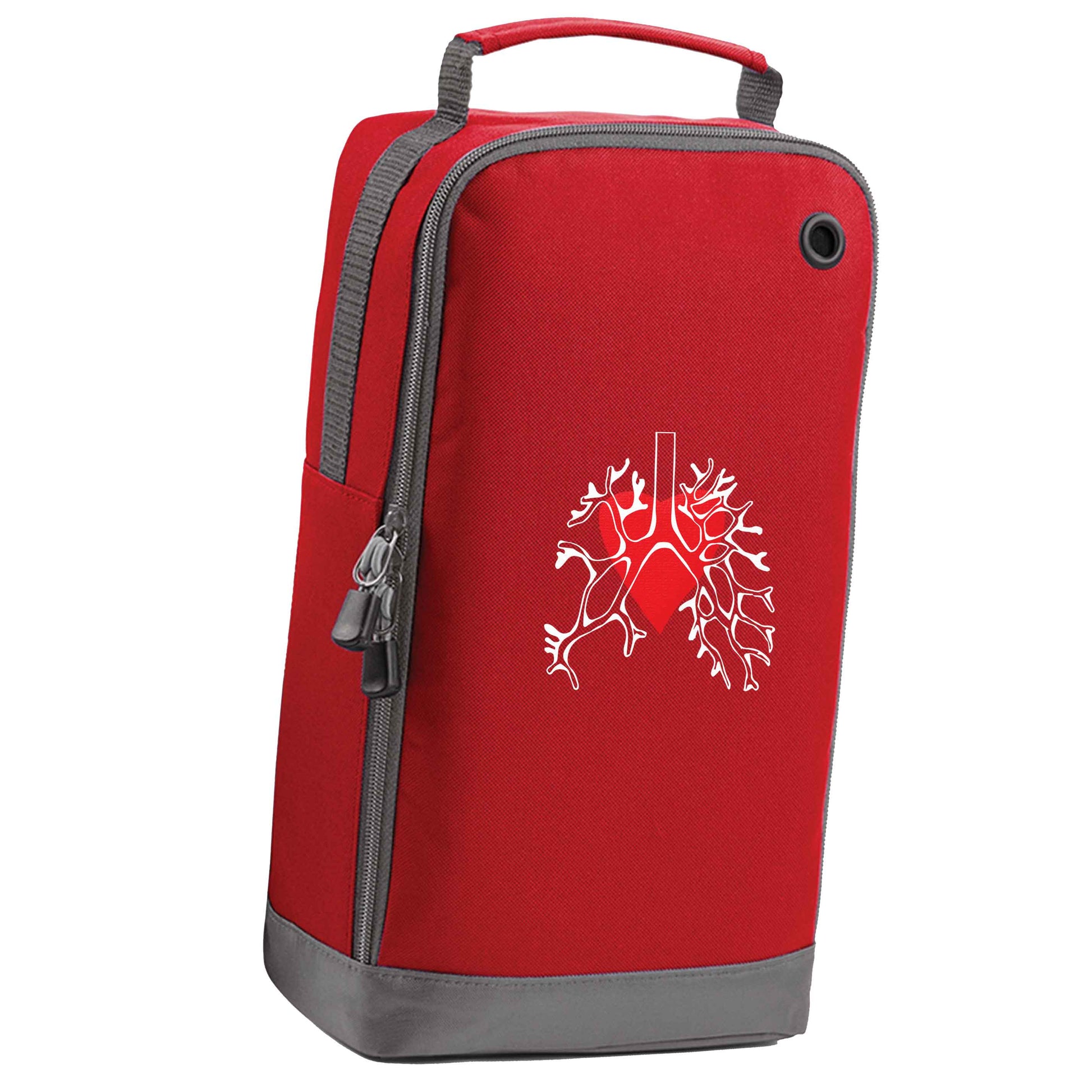 Lungs and heart illustration red sports shoe bag horizontal print
