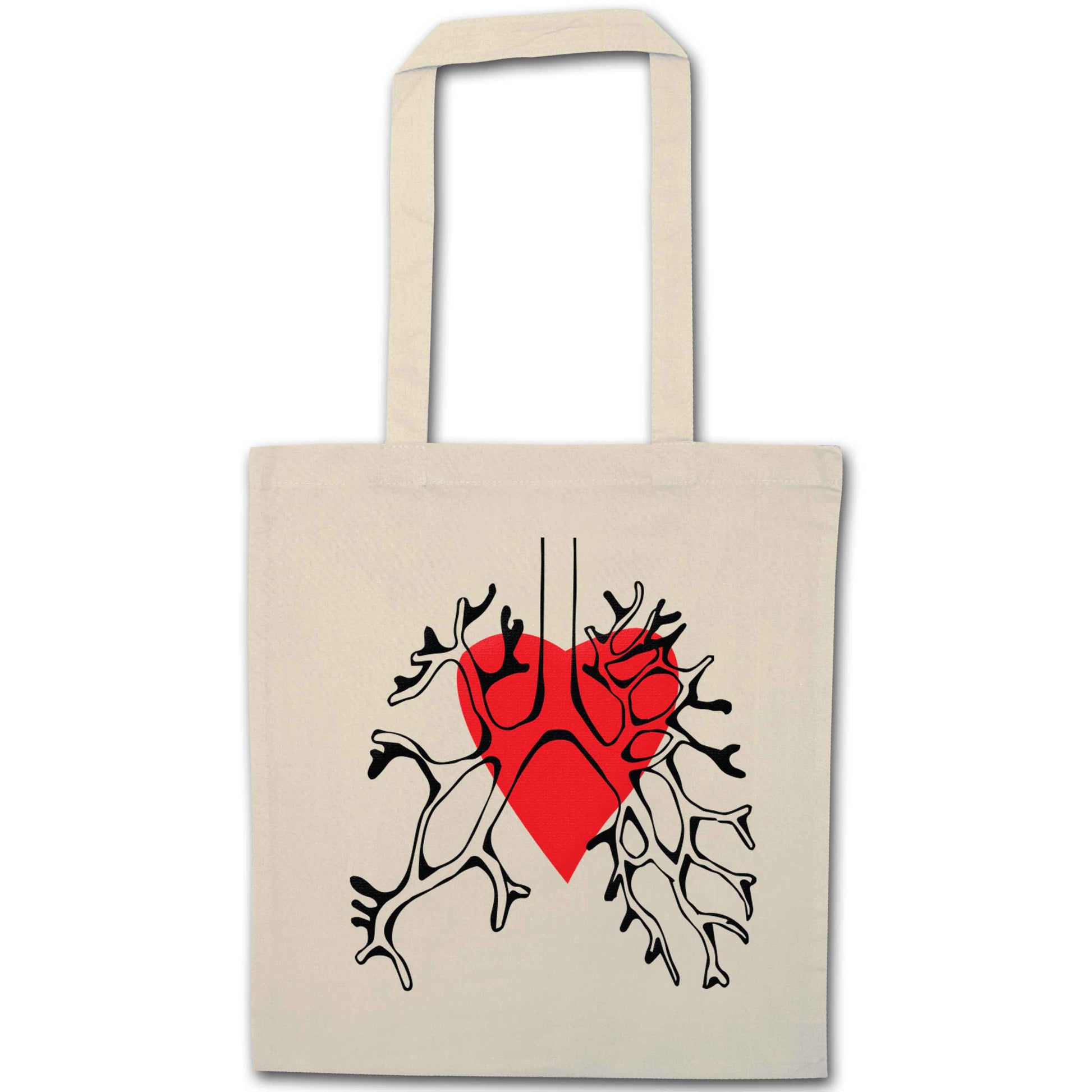 Lungs and heart illustration natural tote bag
