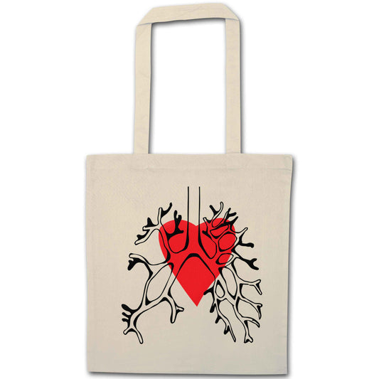 Lungs and heart illustration natural tote bag