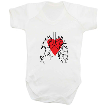 Lungs and heart illustration baby bodysuit white 18-24 months
