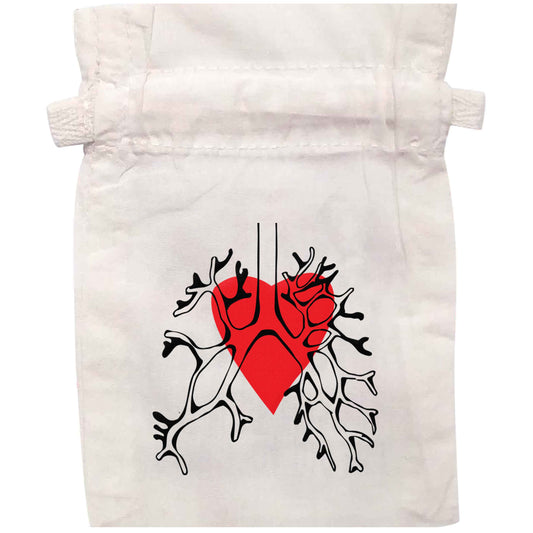 Lungs and heart illustration | XS - L | Pouch / Drawstring bag / Sack | Organic Cotton | Bulk discounts available!