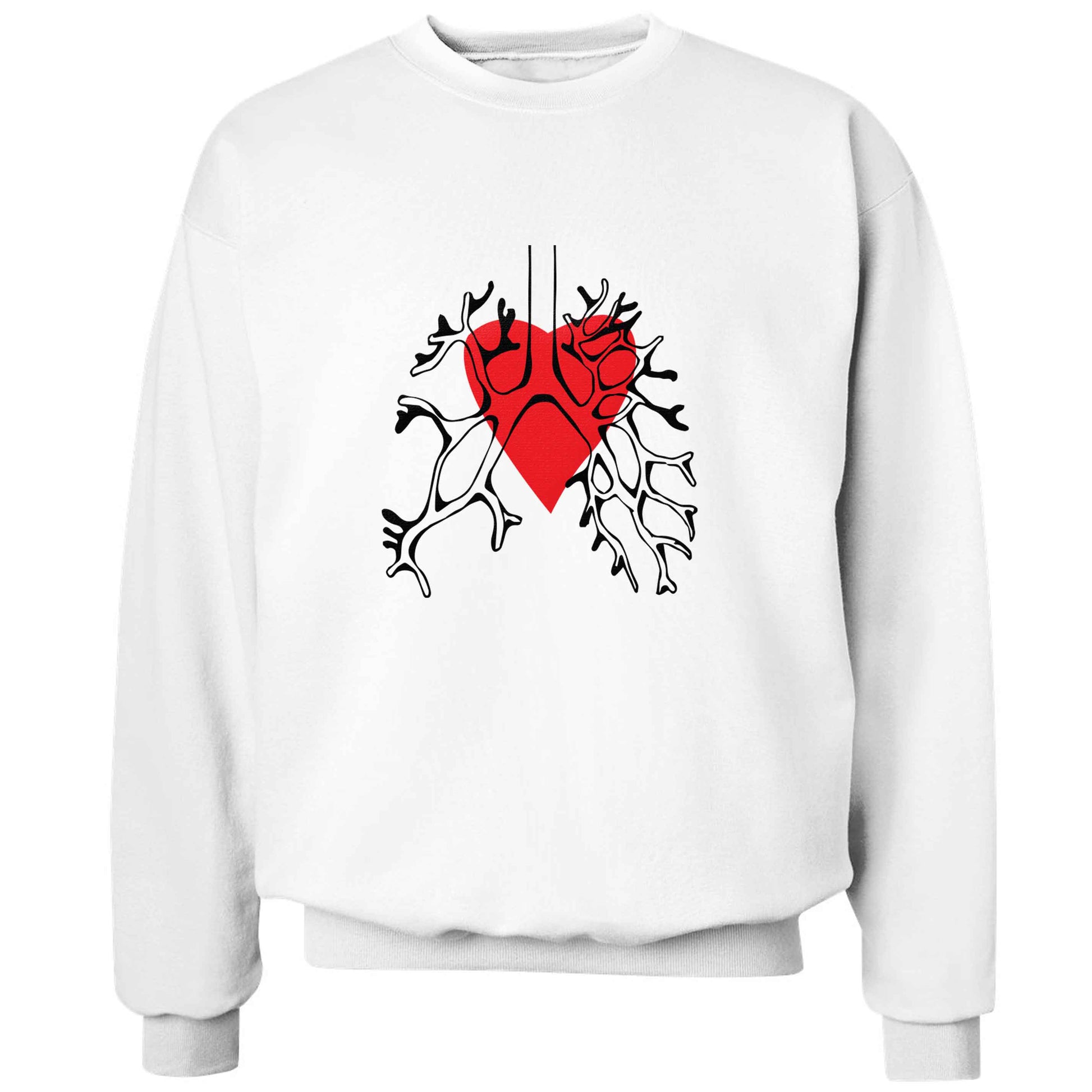 Lungs and heart illustration adult's unisex white sweater 2XL