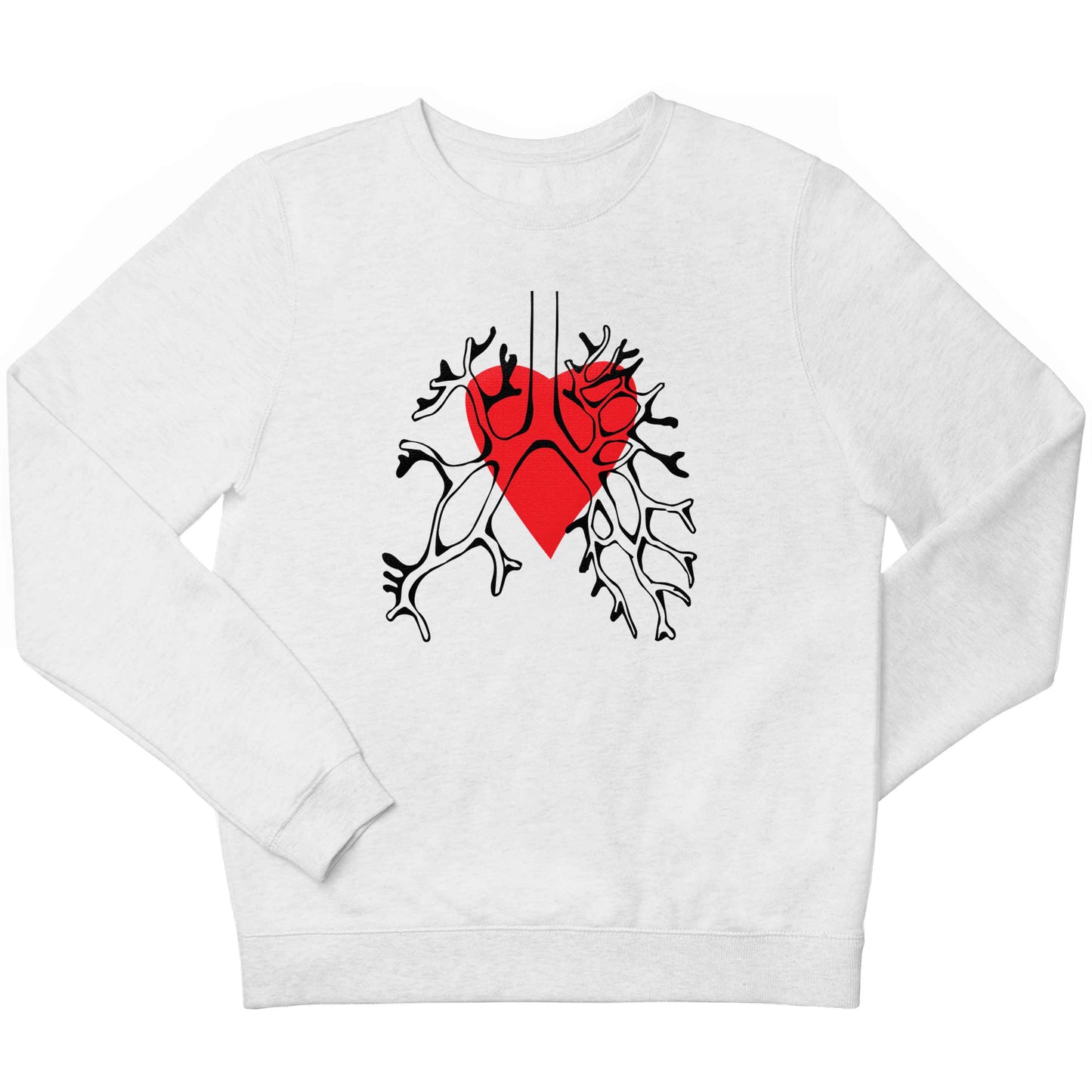 Lungs and heart illustration children's white sweater 12-13 Years