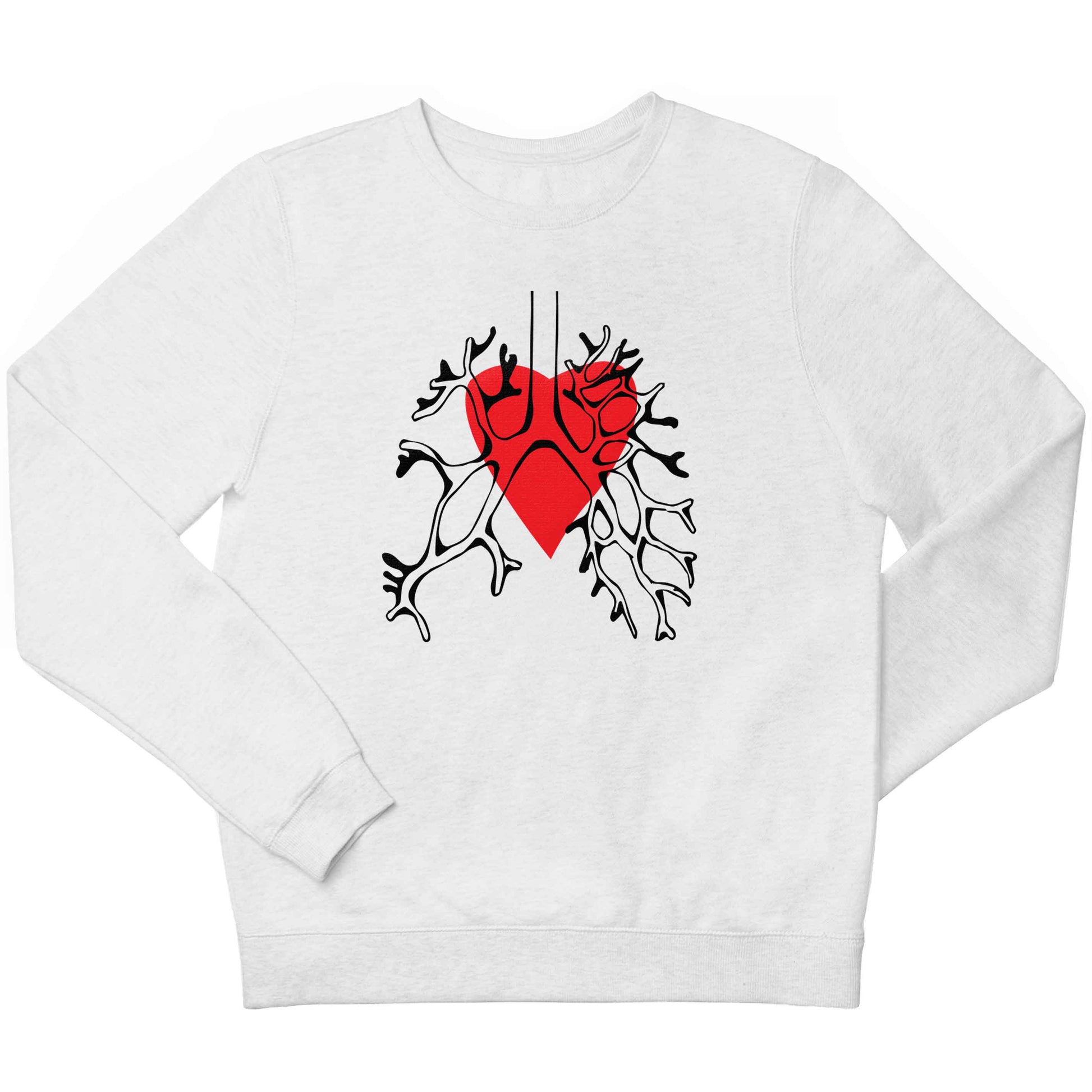 Lungs and heart illustration children's white sweater 12-13 Years