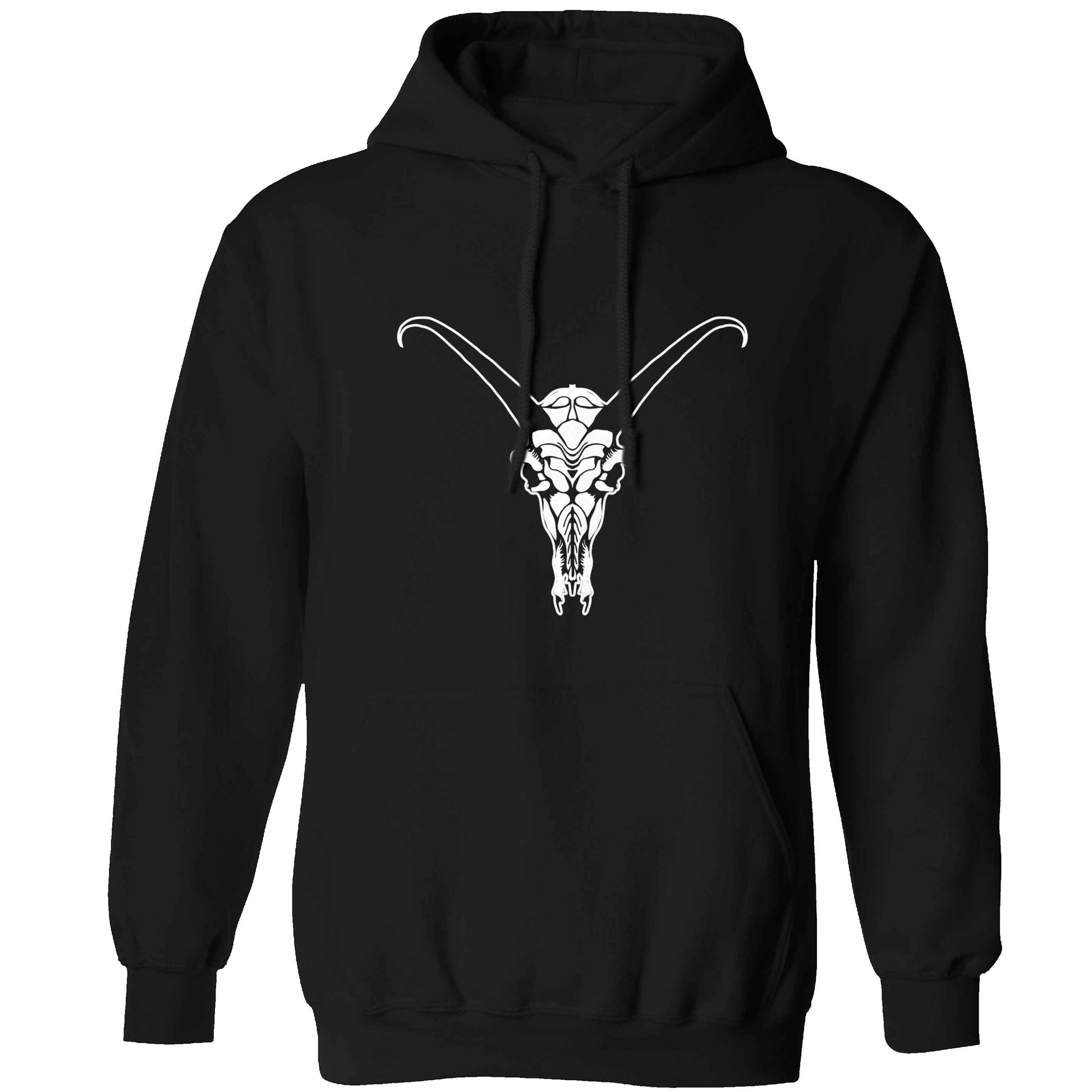 Deer skull illustration adults unisex black hoodie 2XL
