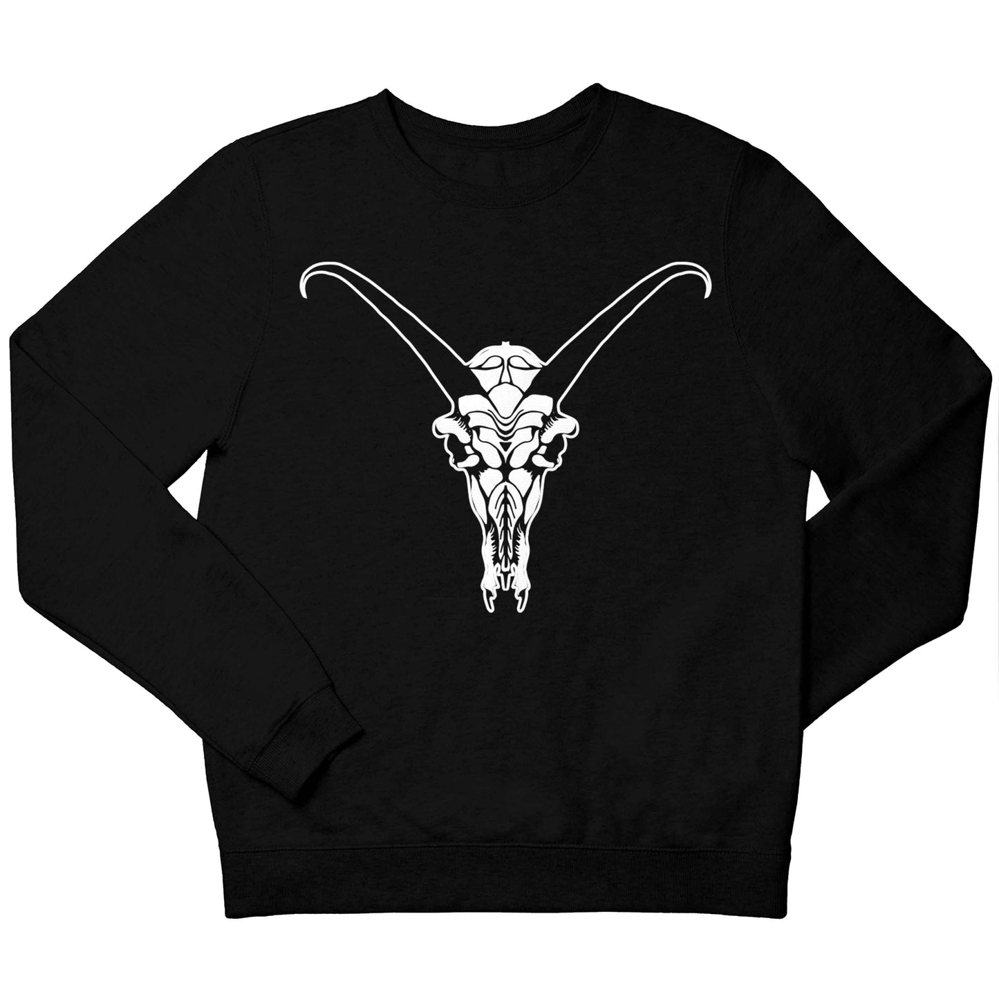 Deer skull illustration children's black sweater 12-13 Years