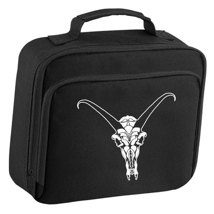 Deer skull illustration insulated black lunch bag cooler