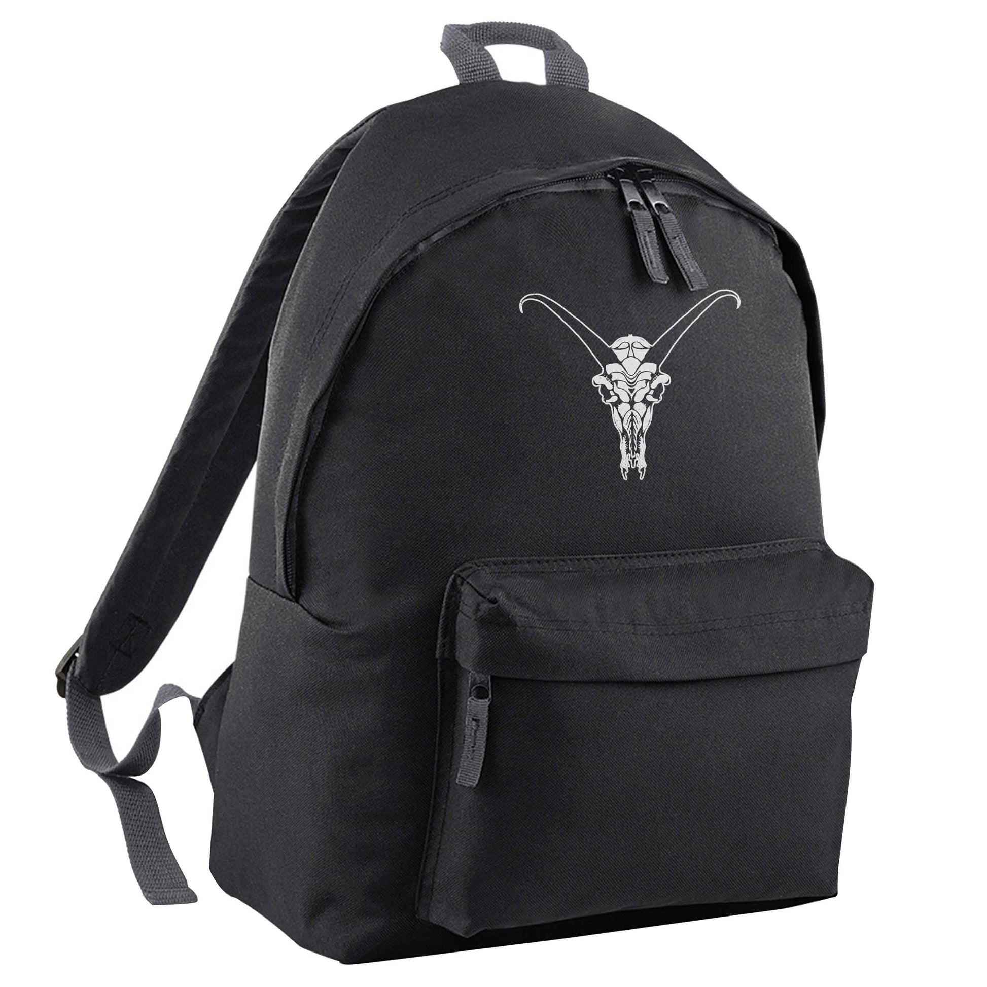 Deer skull illustration black adults backpack