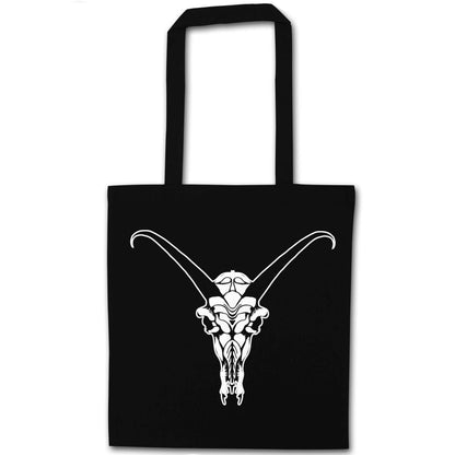 Deer skull illustration black tote bag
