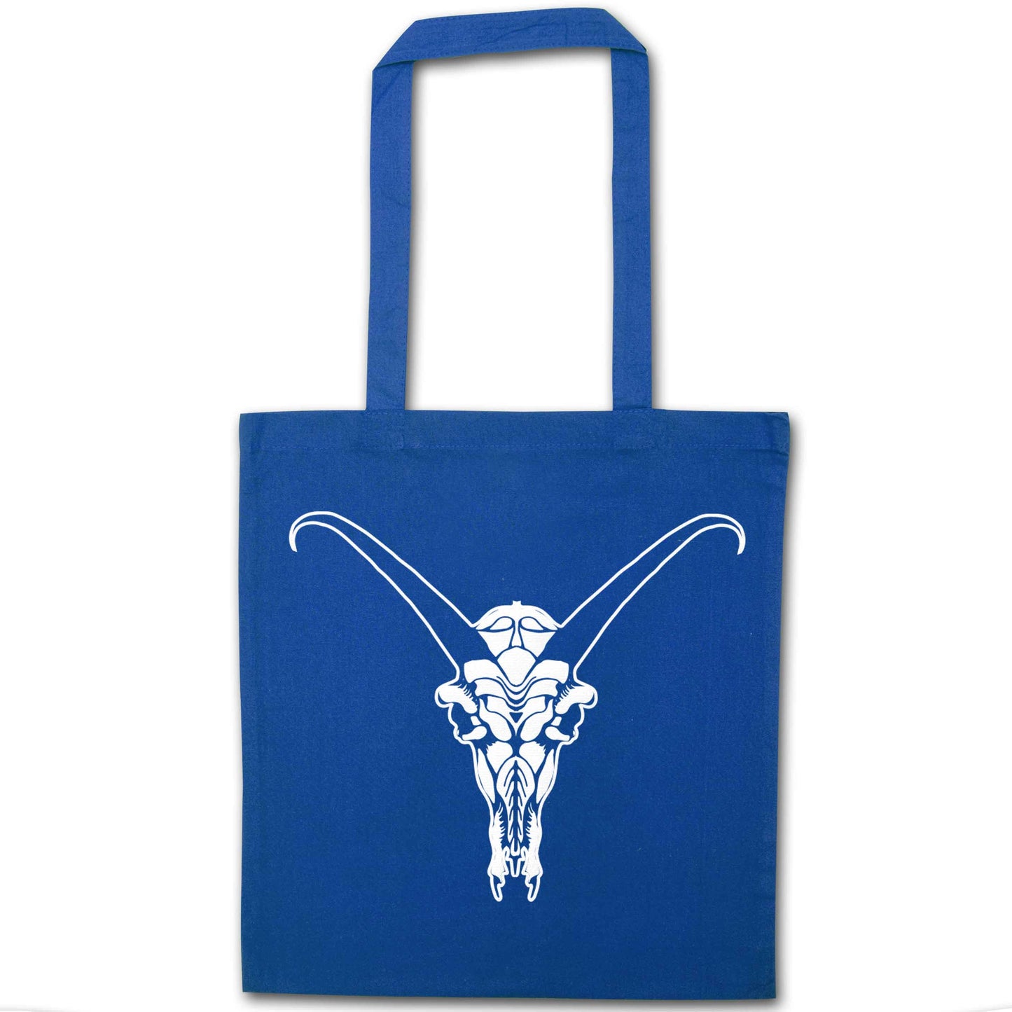 Deer skull illustration blue tote bag