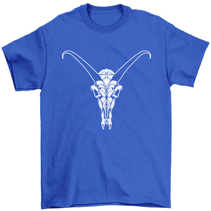 Deer skull illustration Children's blue Tshirt 12-13 Years