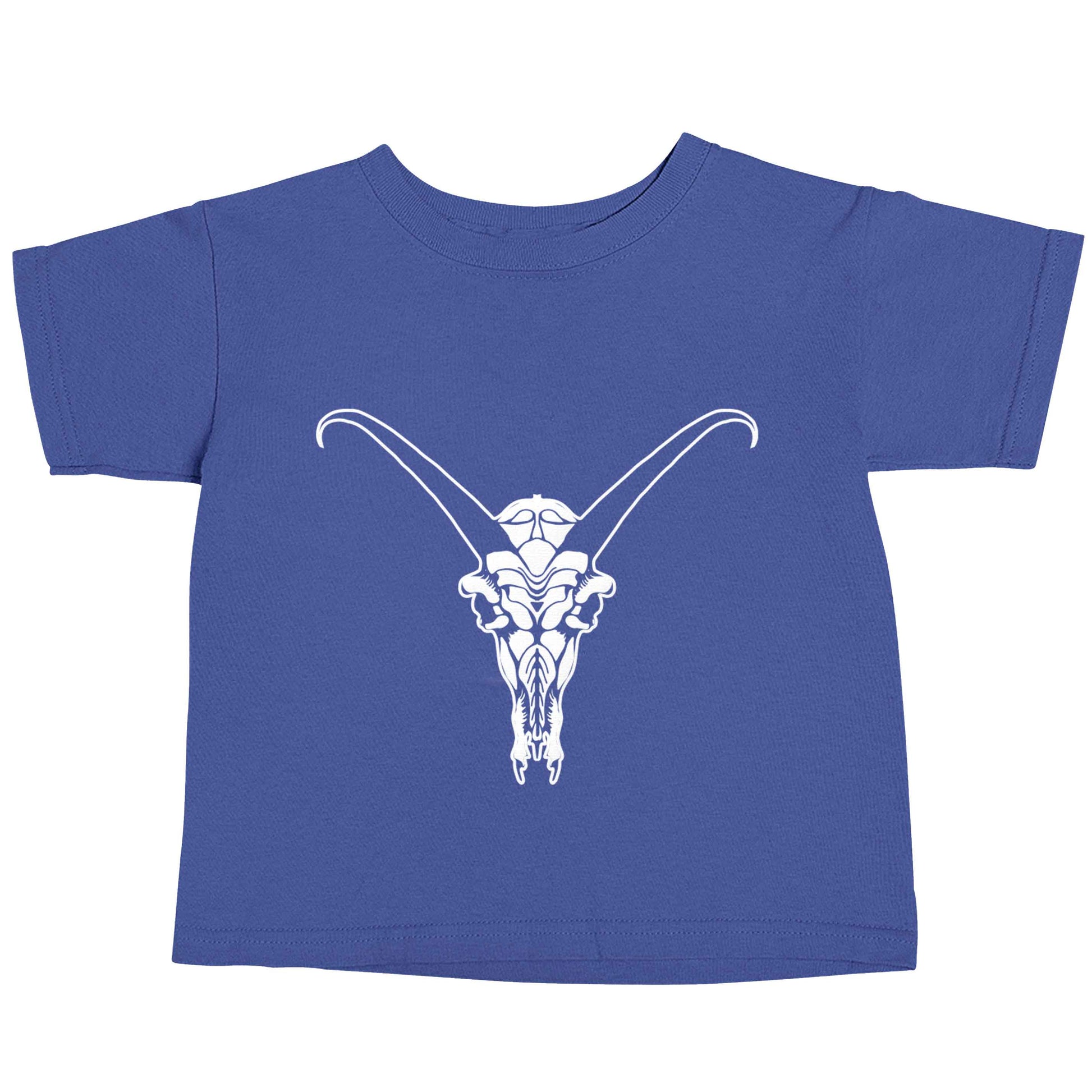 Deer skull illustration blue baby toddler Tshirt 2 Years