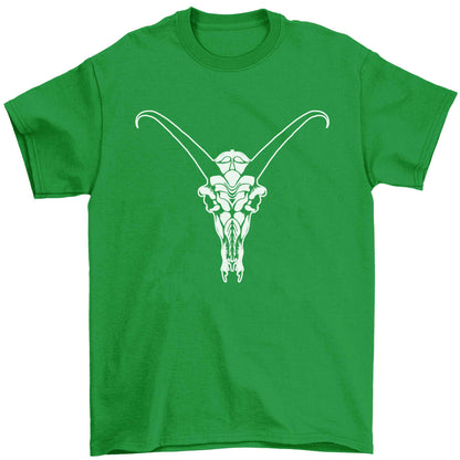 Deer skull illustration Children's green Tshirt 12-13 Years
