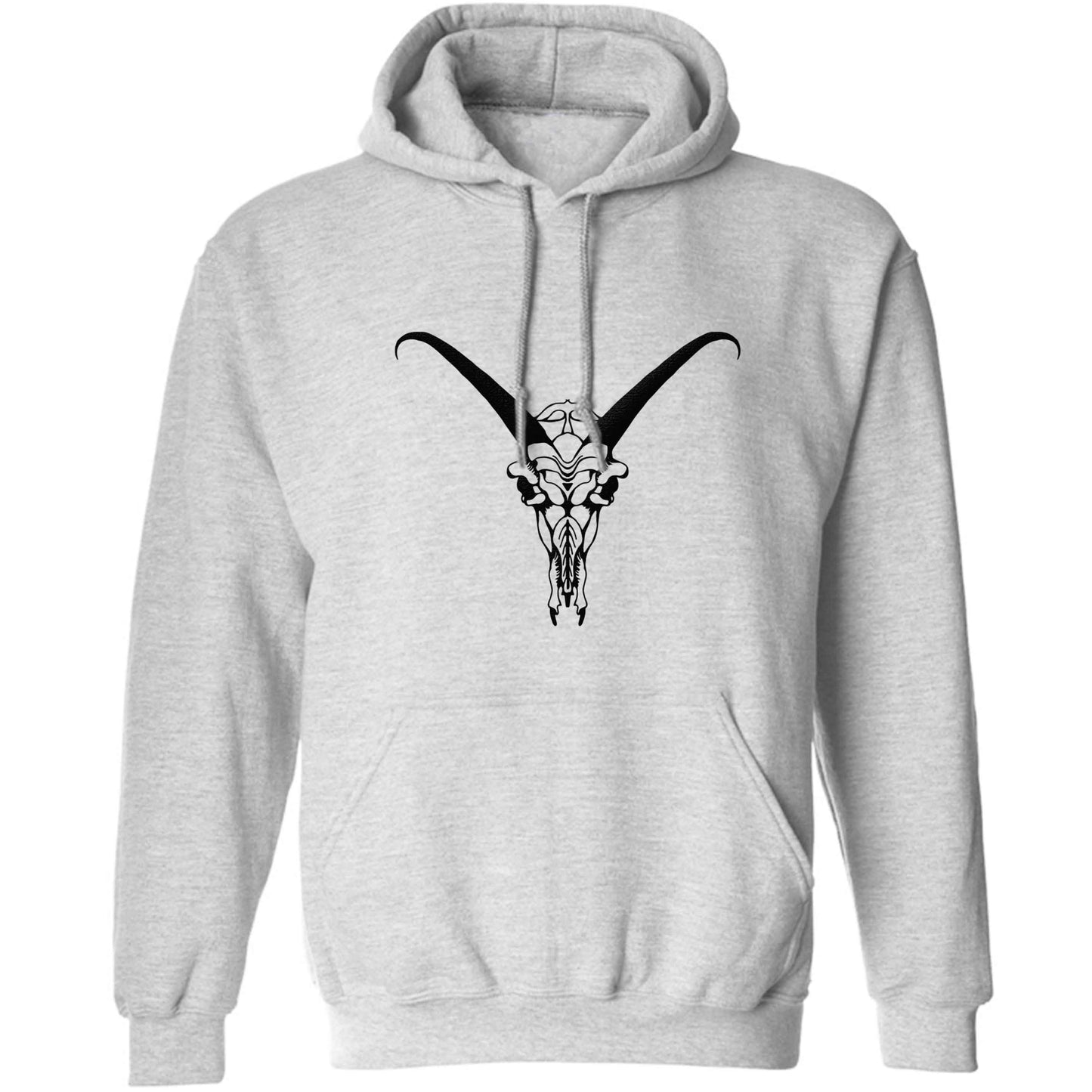 Deer skull illustration adults unisex grey hoodie 2XL