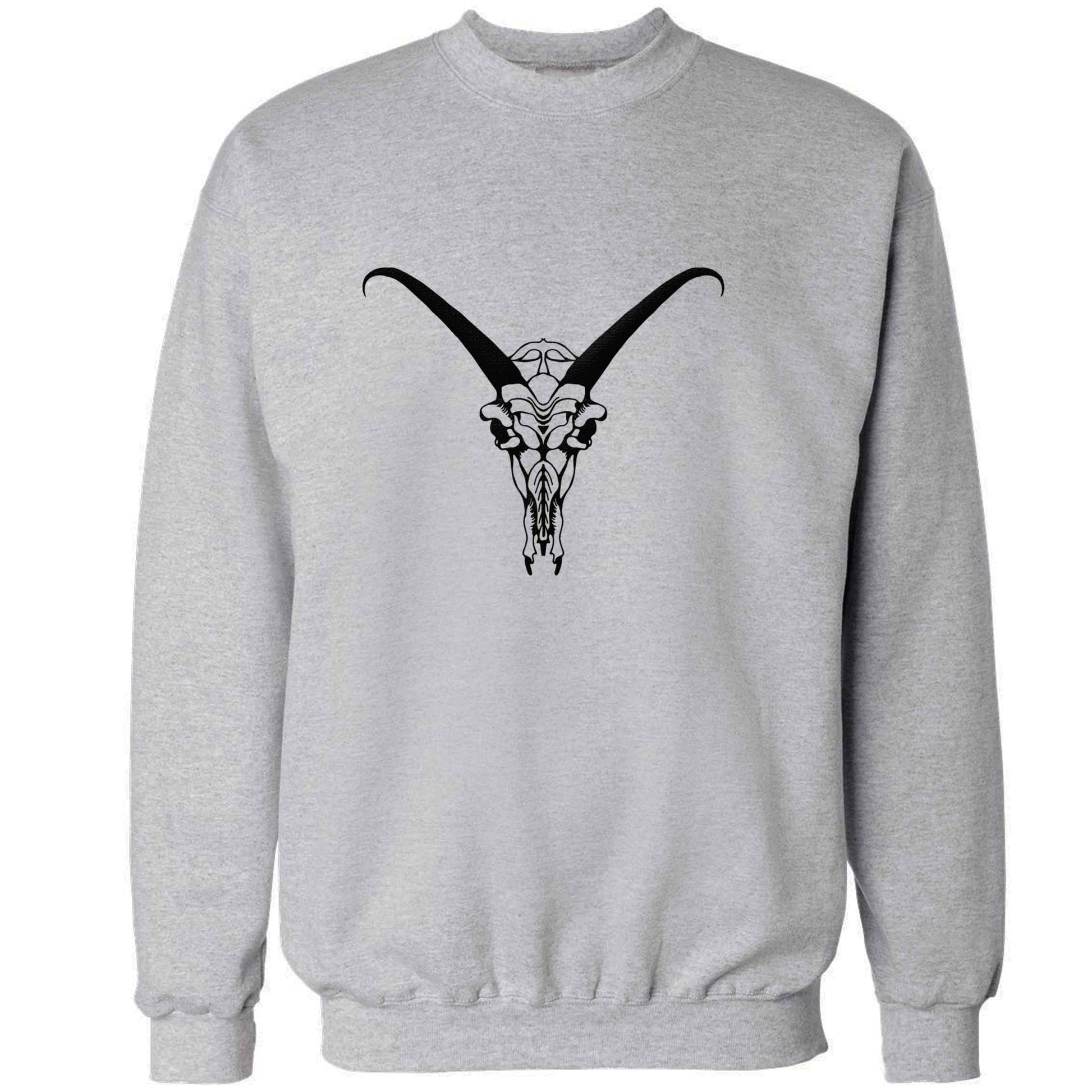 Deer skull illustration adult's unisex grey sweater 2XL