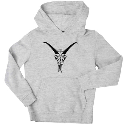 Deer skull illustration children's grey hoodie 12-13 Years