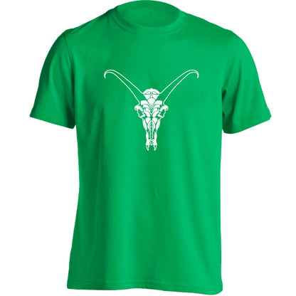 Deer skull illustration adults unisex green Tshirt 2XL