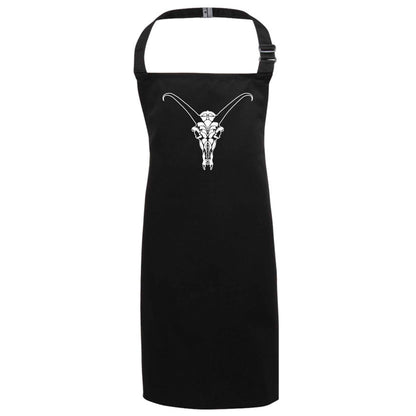 Deer skull illustration black apron 7-10 years