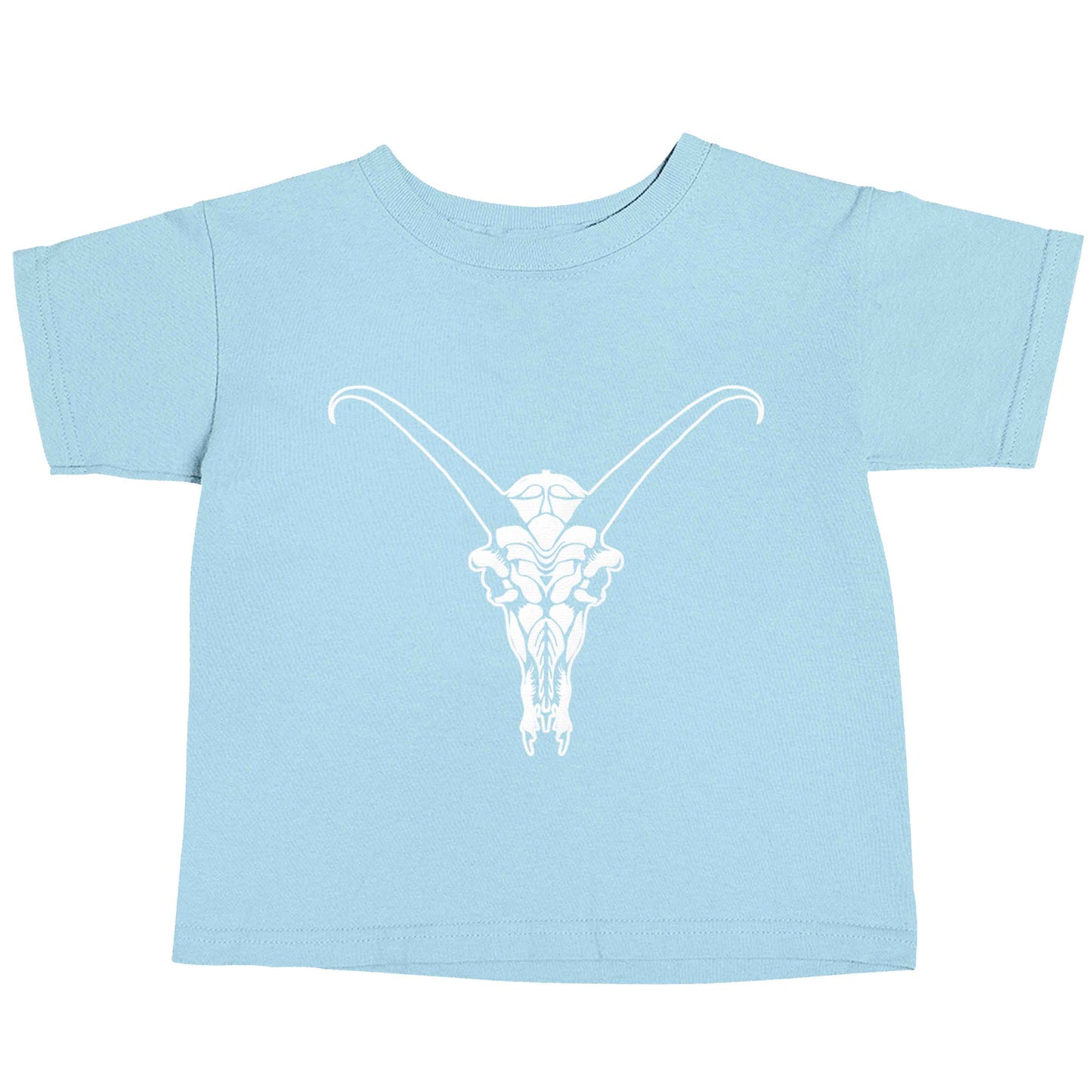 Deer skull illustration light blue baby toddler Tshirt 2 Years