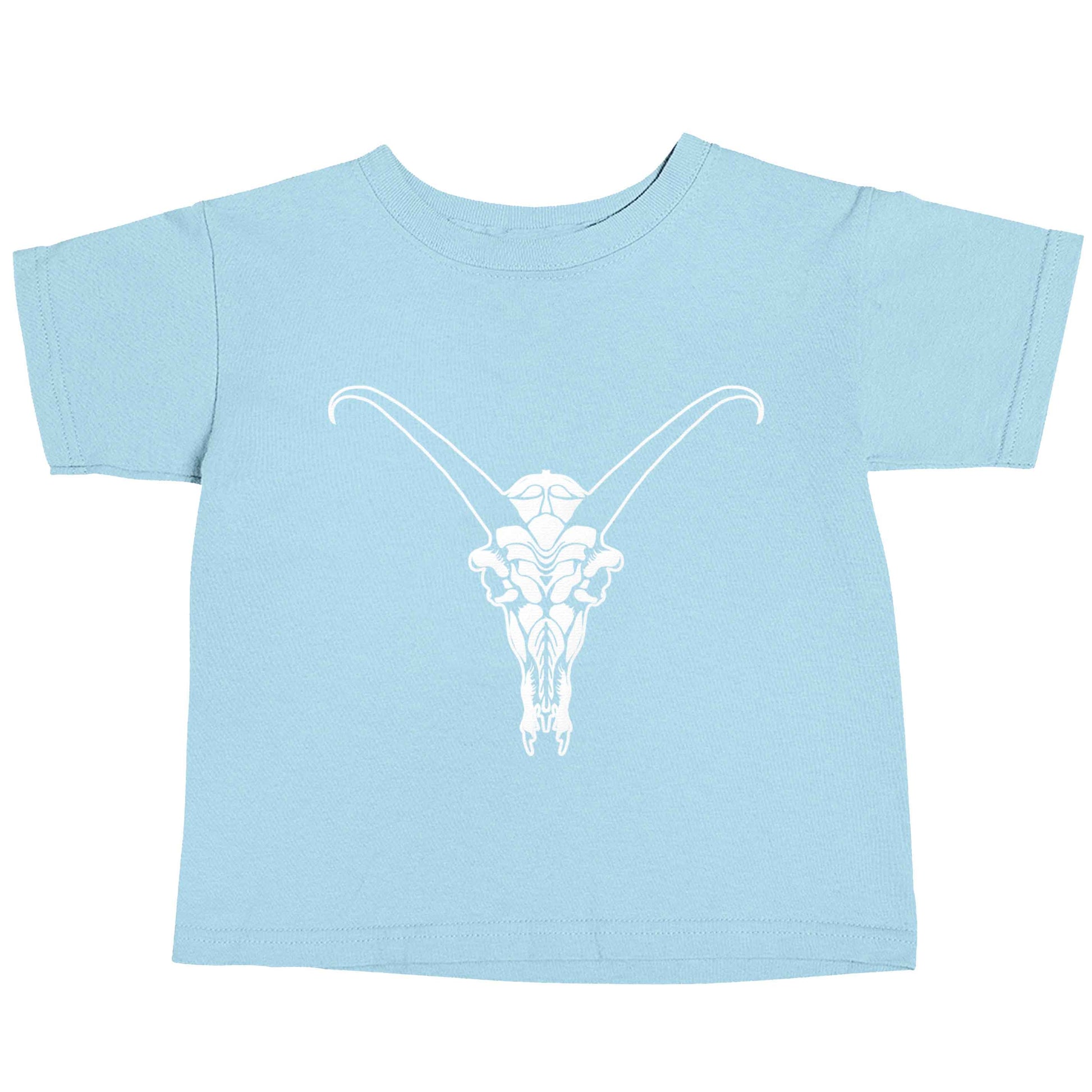 Deer skull illustration light blue baby toddler Tshirt 2 Years