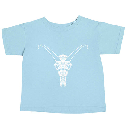 Deer skull illustration light blue baby toddler Tshirt 2 Years