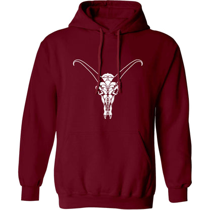 Deer skull illustration adults unisex maroon hoodie 2XL