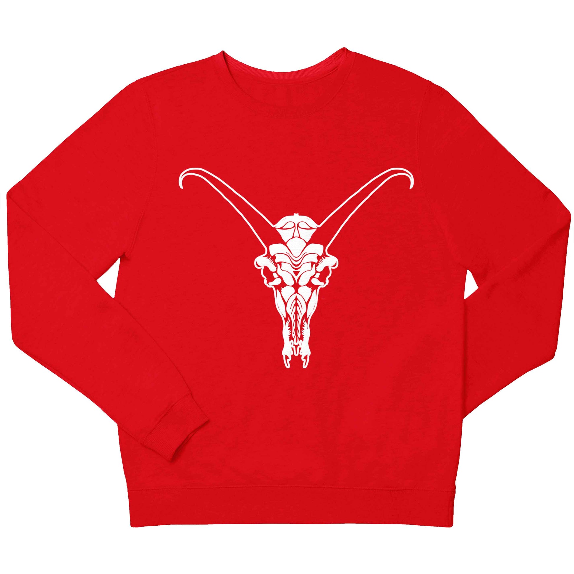 Deer skull illustration children's grey sweater 12-13 Years