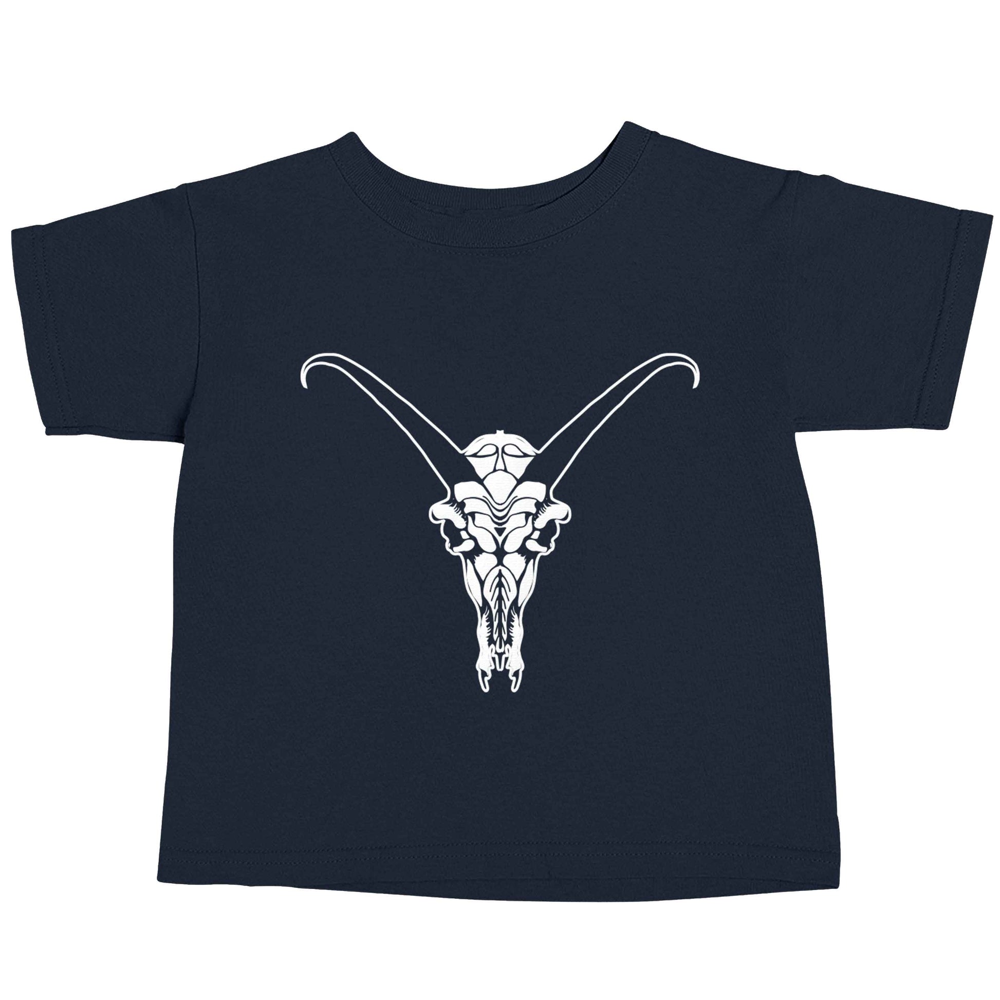 Deer skull illustration navy baby toddler Tshirt 2 Years