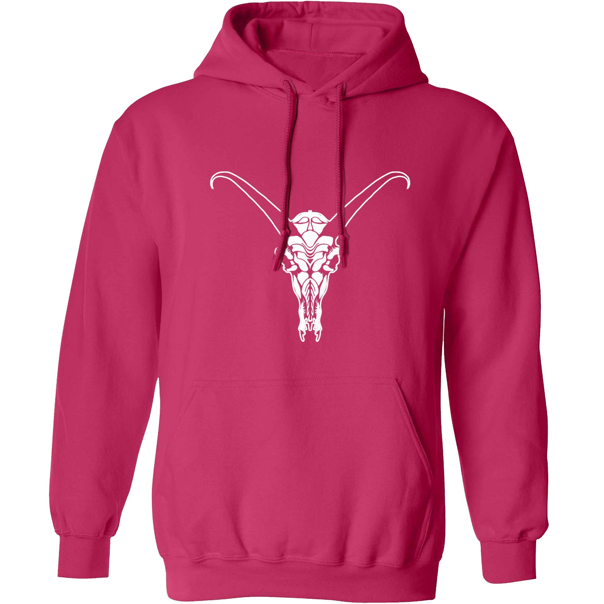 Deer skull illustration adults unisex pink hoodie 2XL