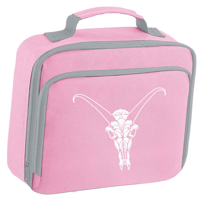 Deer skull illustration insulated pink lunch bag cooler