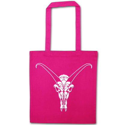 Deer skull illustration pink tote bag