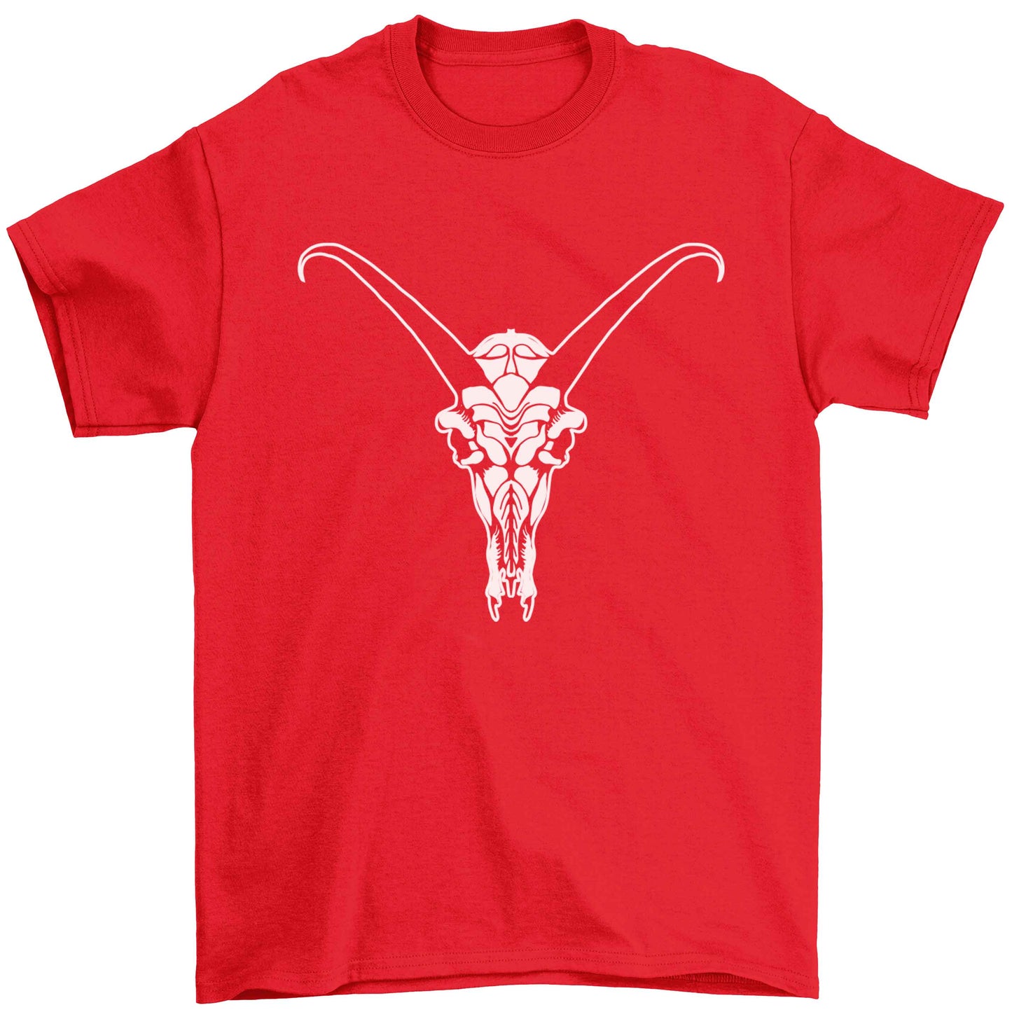 Deer skull illustration Children's red Tshirt 12-13 Years
