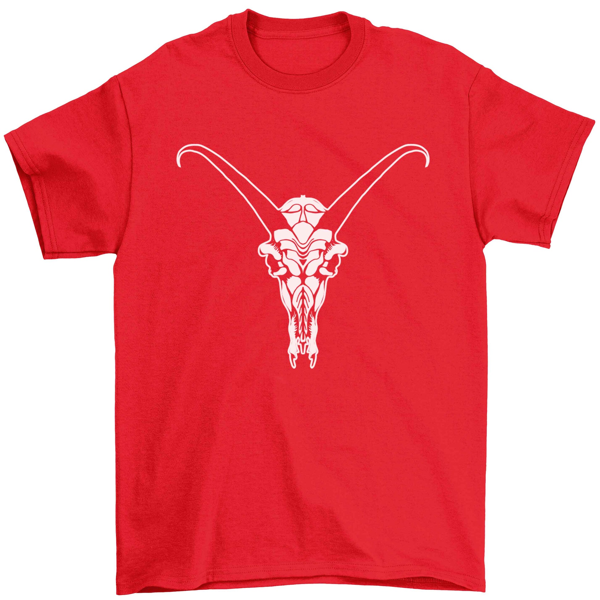 Deer skull illustration Children's red Tshirt 12-13 Years