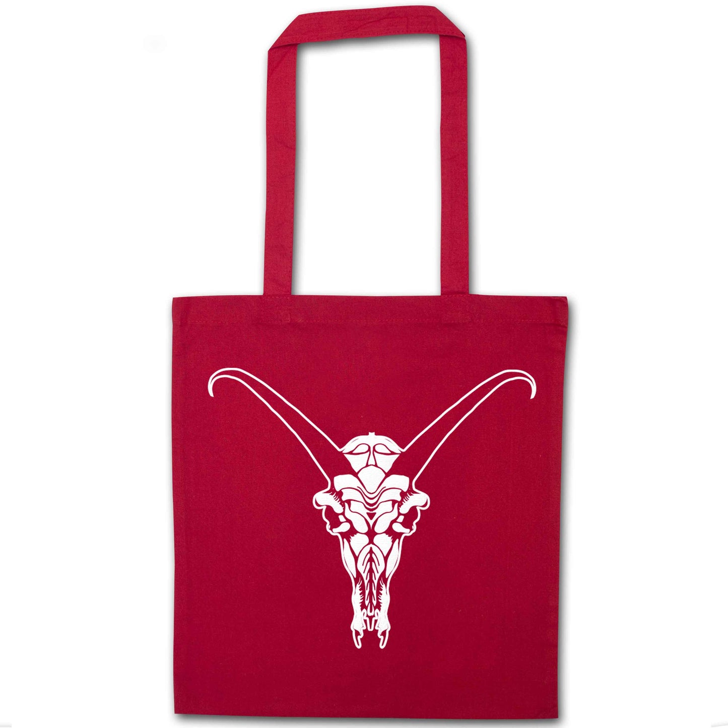 Deer skull illustration red tote bag