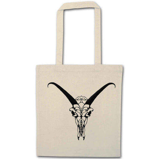 Deer skull illustration natural tote bag