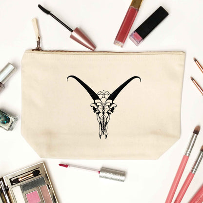 Deer skull illustration natural makeup bag