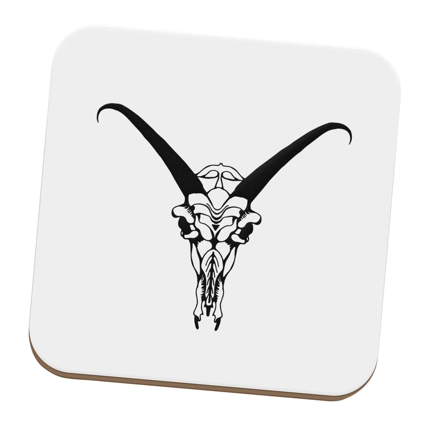 Deer skull illustration set of four coasters